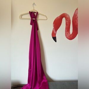 Satin Halter Maxi Dress Fuchsia S